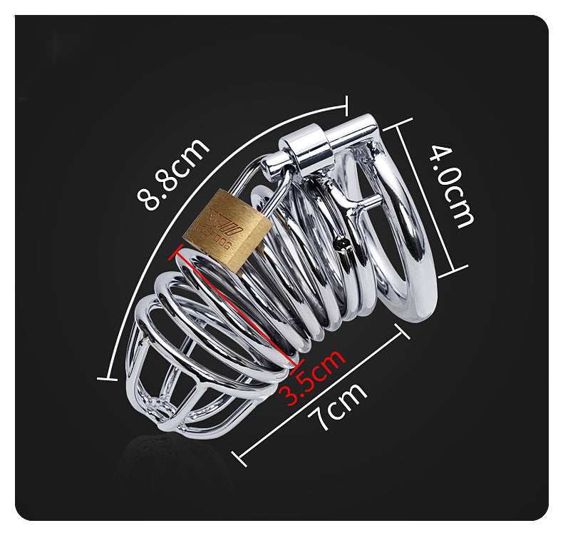 Red Metal Male Chastity Lock Belt Device - Full Set with Ring Sizes 40cm, 45cm, 50cm