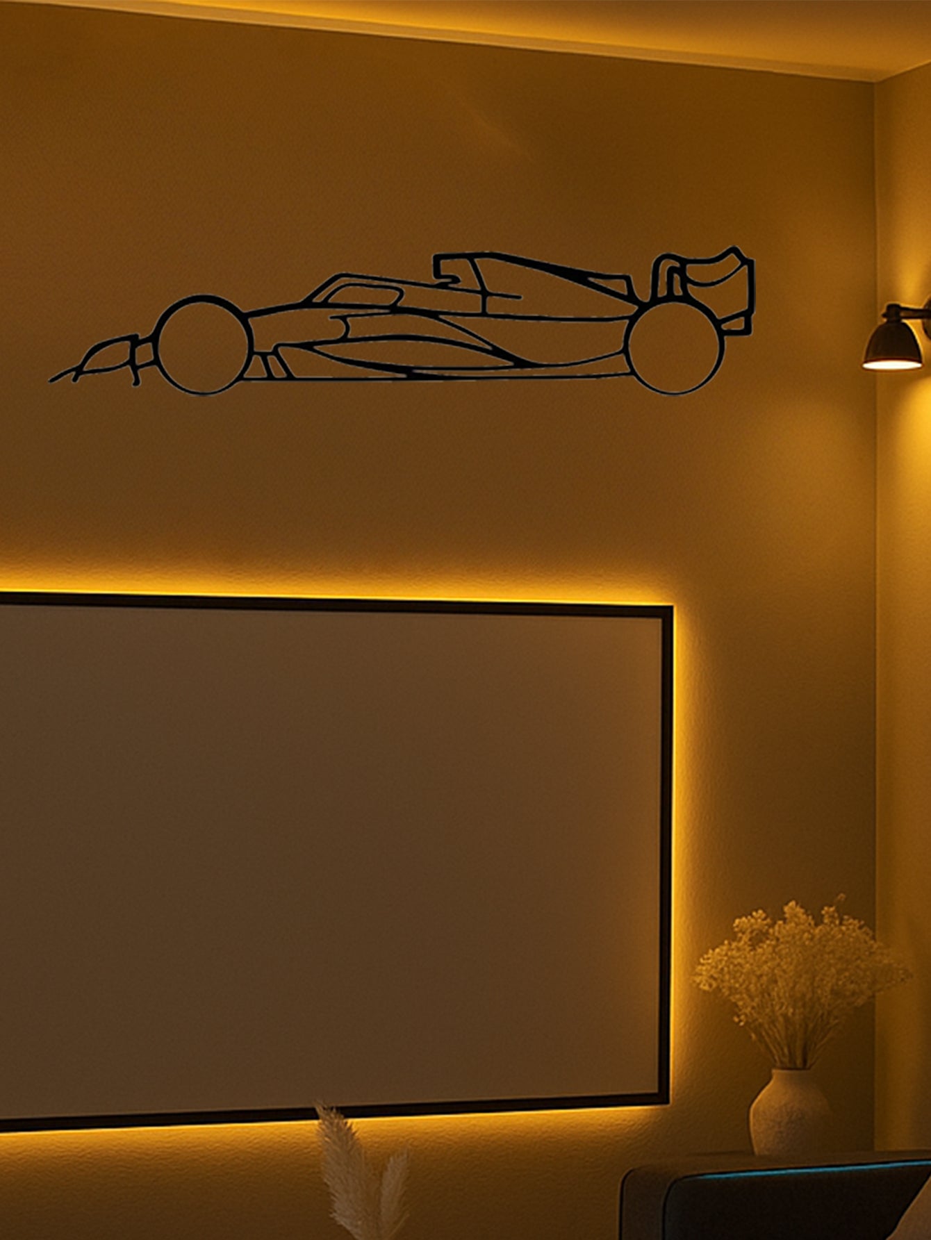 Laser-Cut Metal Wall Art - Sports Car Silhouette Decoration