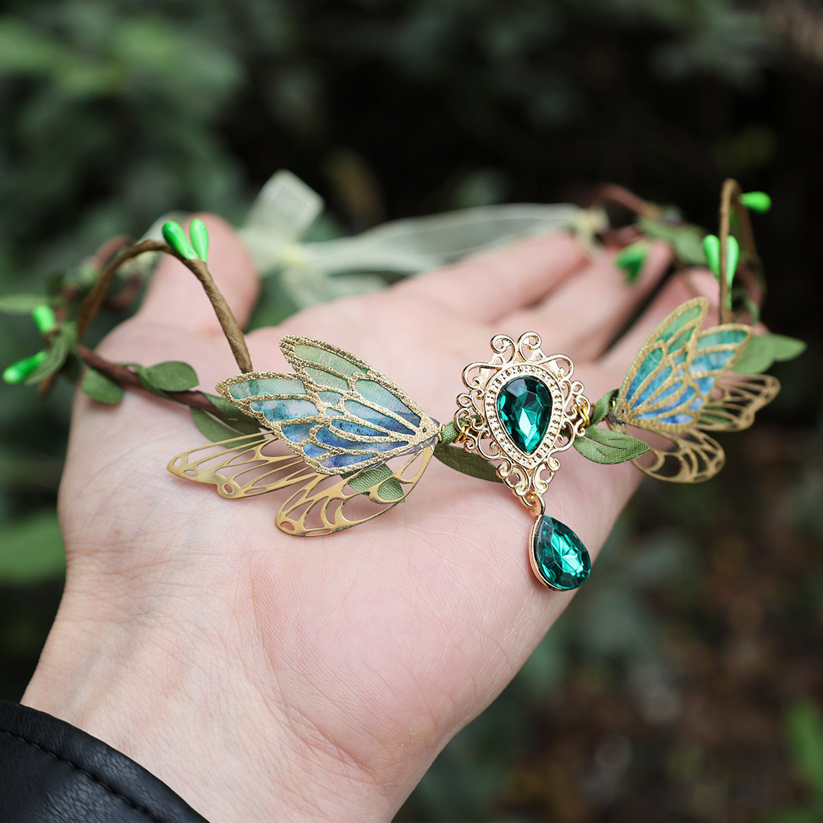 Fairy Style Green Butterfly Wings Headband for Women - Elf Hair Accessory