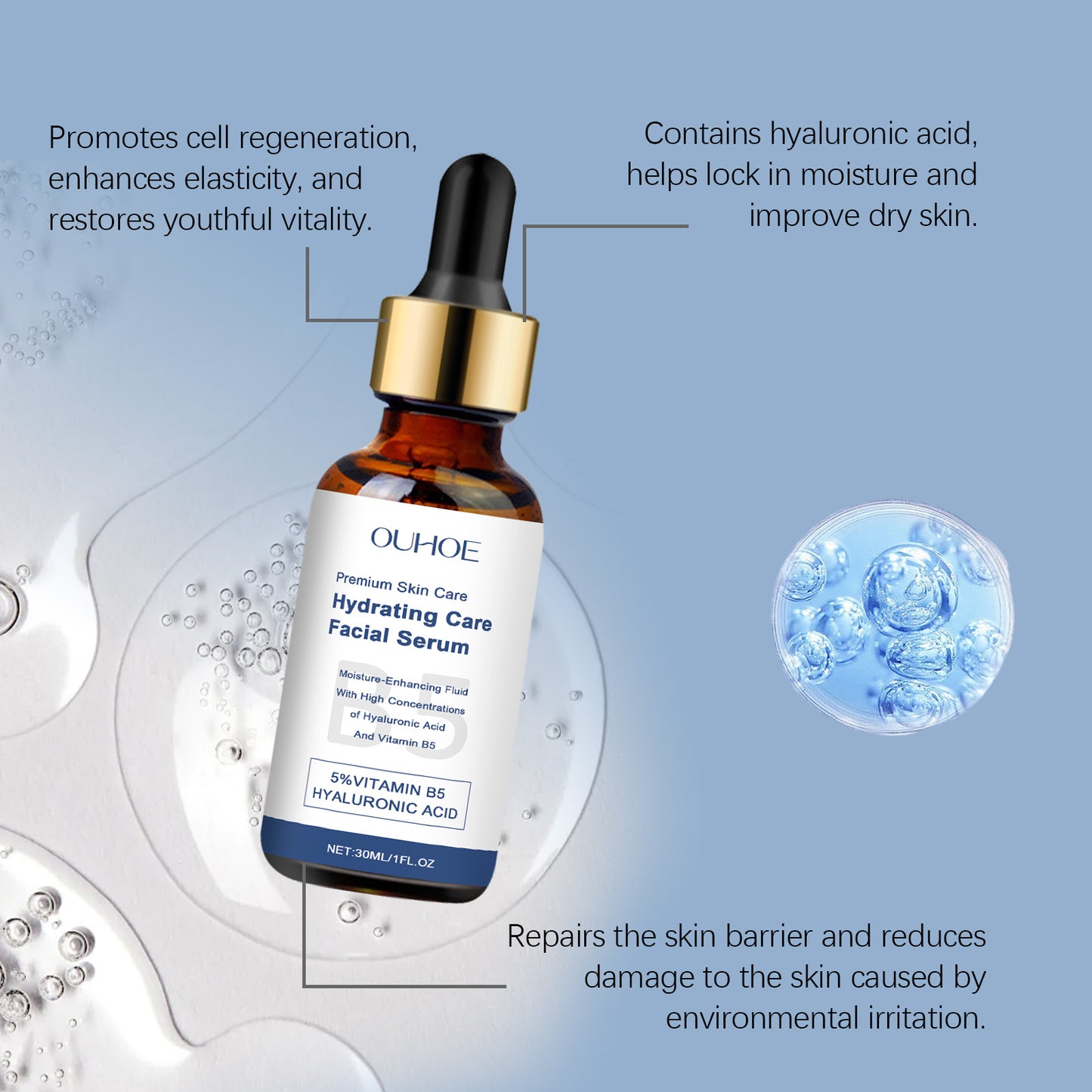 B5 Facial Moisturizing Serum with Hyaluronic Acid - 30ml Hydrating Essence