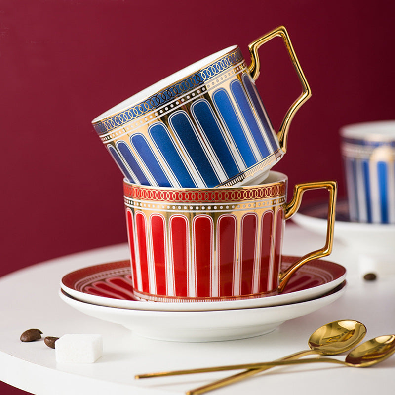 Ceramic Tea Cup & Saucer Set - Floral & Light Luxury Design, 201-300ml Capacity