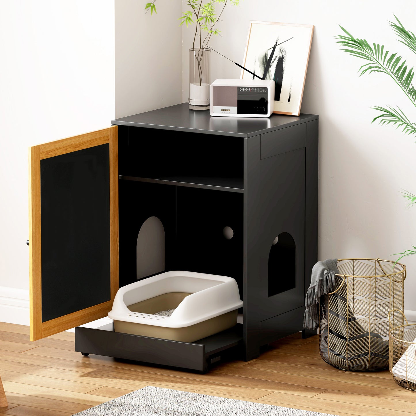 Cat Litter Box Enclosure, Hidden Washroom, Kitty End Table, Cabinet