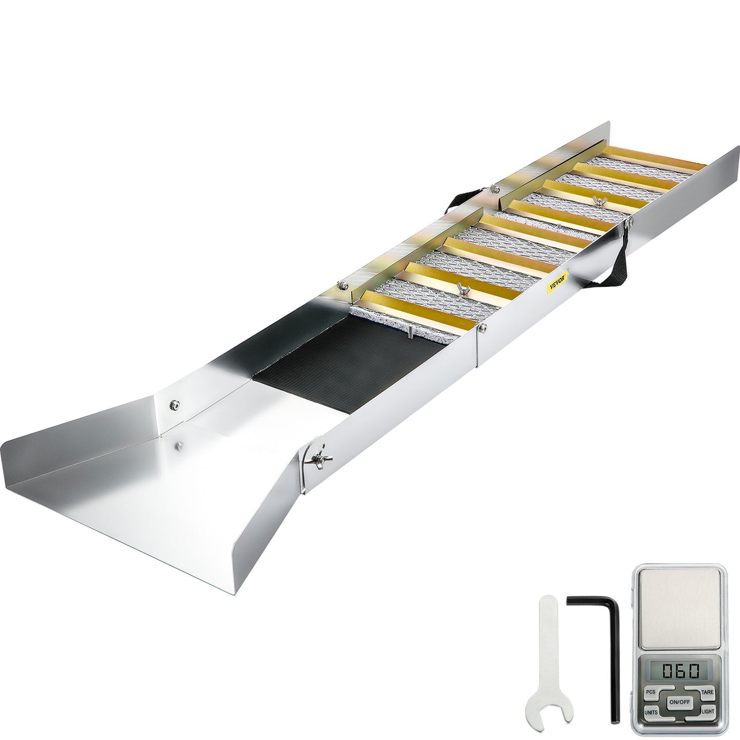 Lightweight Folding Aluminum Sluice Box for Gold Prospecting - 50 Inch Portable River & Creek Mining Equipment - Silvery White