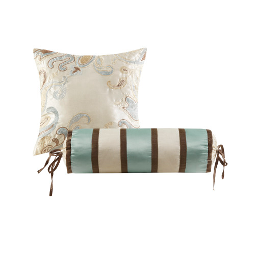12-Piece Comforter Set with Cotton Bed Sheets - Blue & Brown Full
