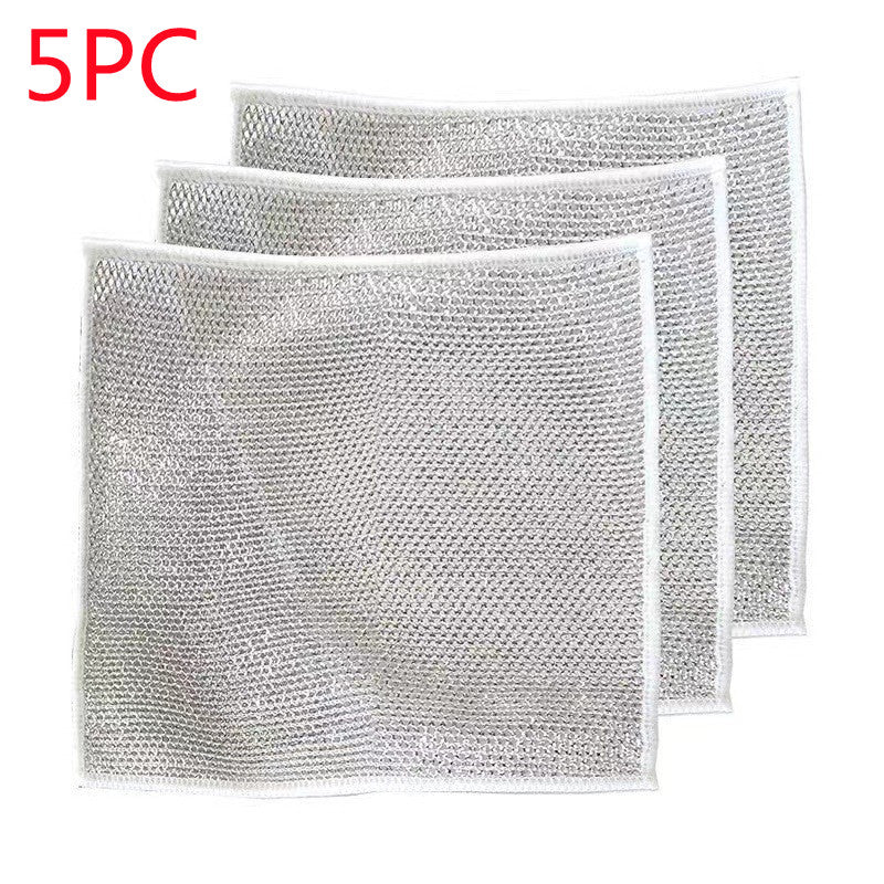 Steel Wire Dishcloth Mesh Cleaning Cloth - Multi-Layer Nylon Kitchen Sponge