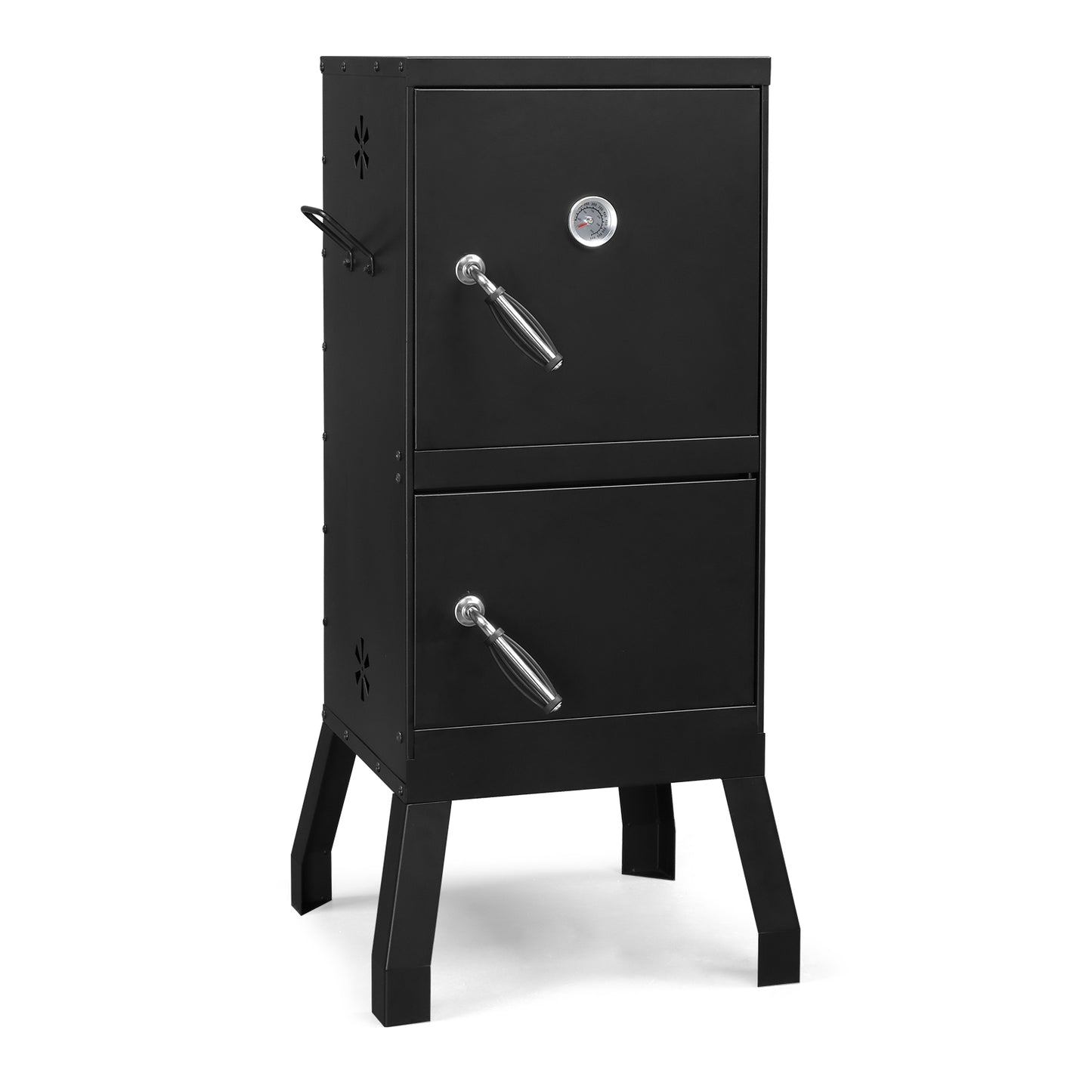 Outdoor Smoker with Double Door Design - Black