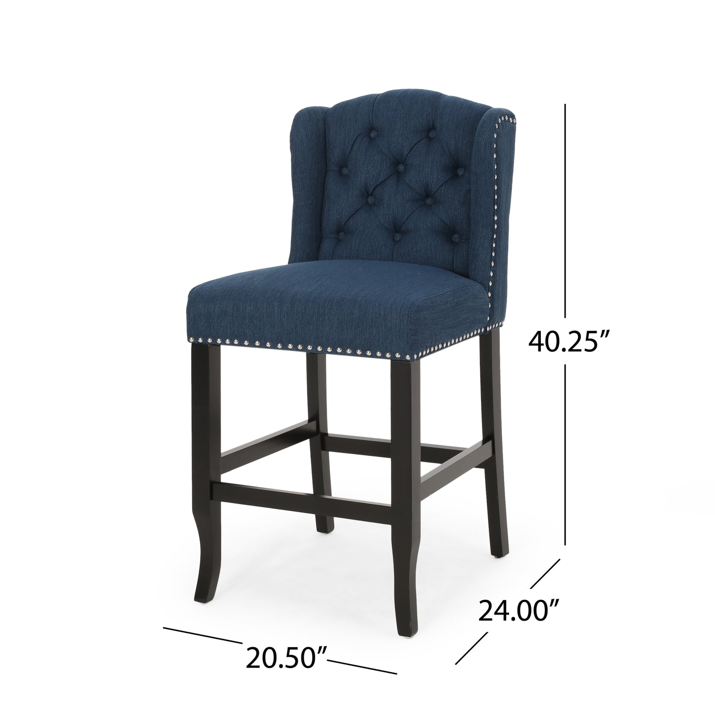 Vienna Contemporary Fabric Tufted Wingback 27 Inch Counter Stools,