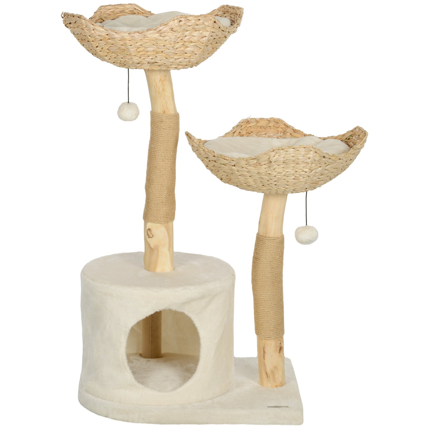 37-Inch Modern Wooden Cat Tree with Condo, Beds, Toys & Anti-Tip Kit