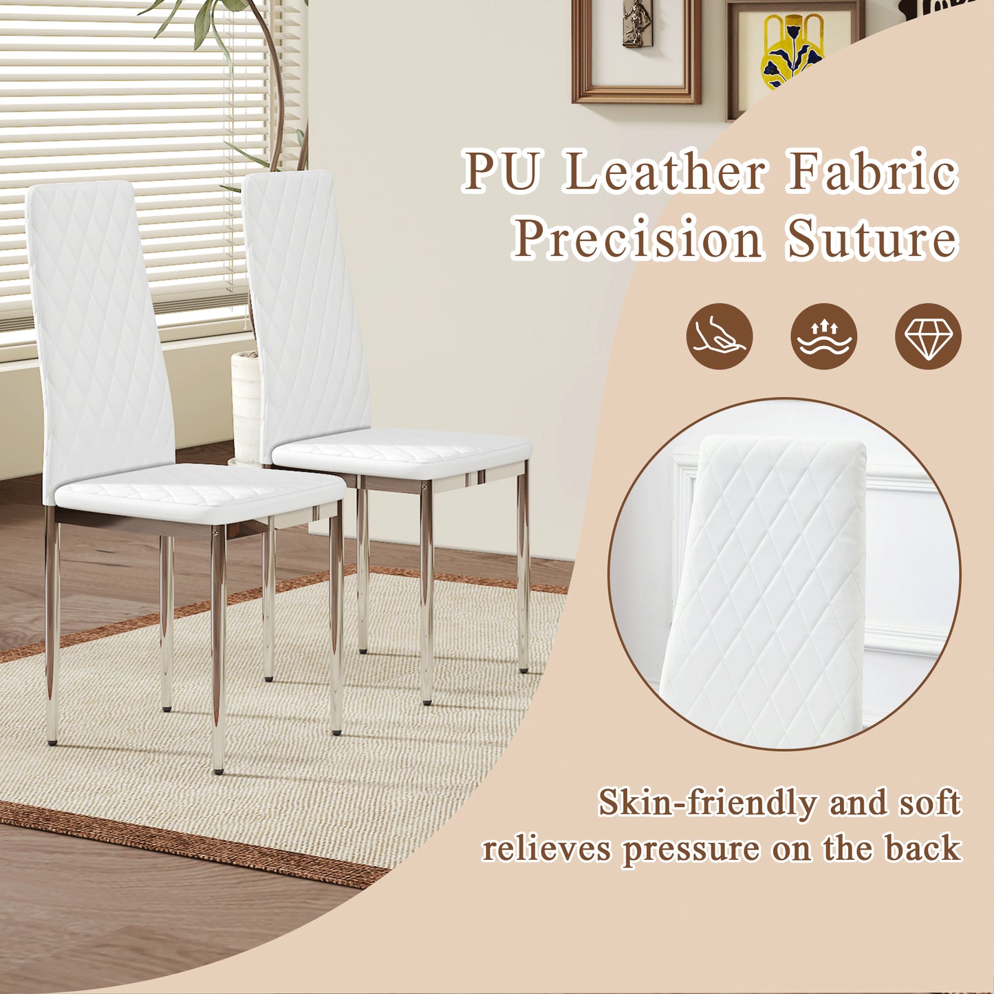 Modern Style Dining Chairs Set Of 6 In White, Essential For