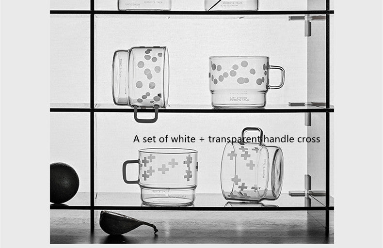 High Temperature Resistant Glass Cup - Clear Drinkware with Dot & Cross Patterns