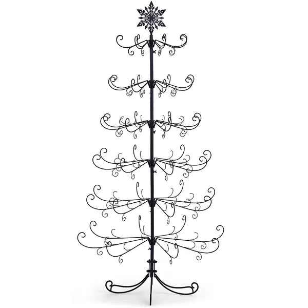6ft Black Iron Christmas Tree with Snowflake Topper