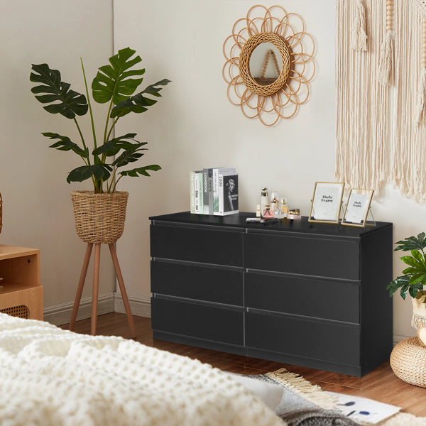 6-Drawer Filing Cabinet - Modern Black Home Office Storage