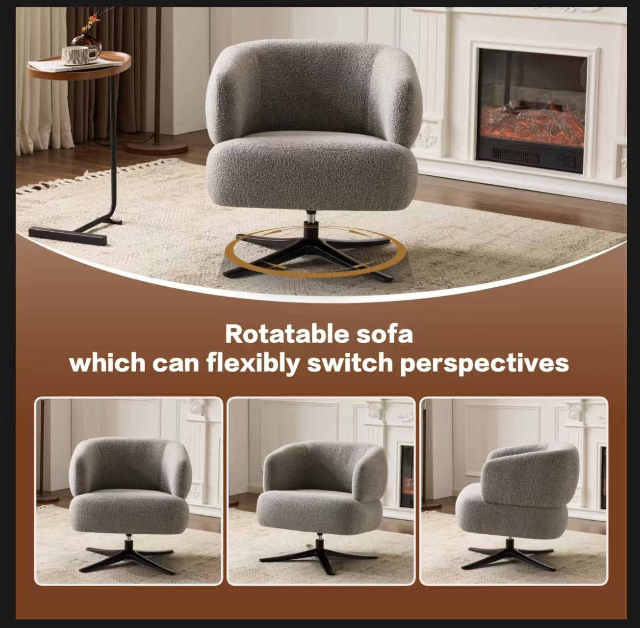 Cuddle-style Leisure Swivel Sofa Chair, Suitable For Balconies,