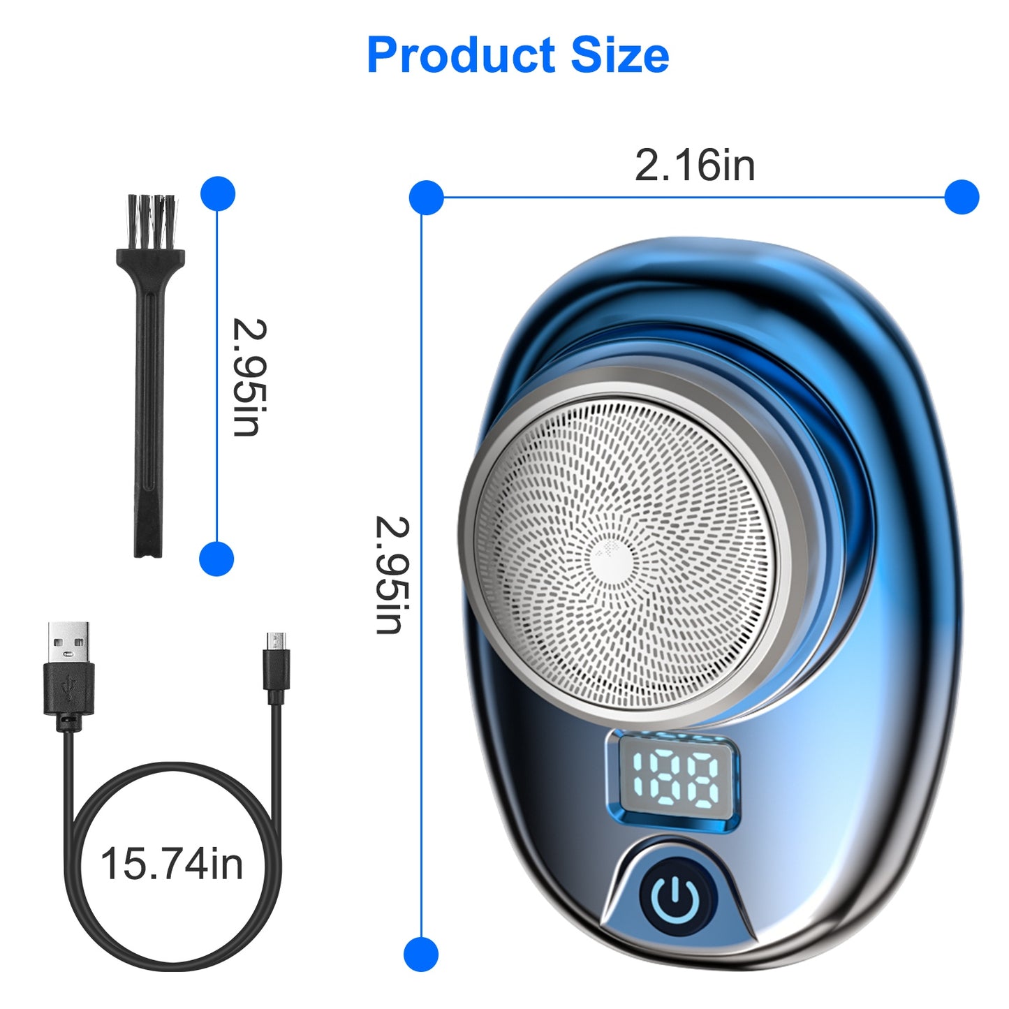 Portable Electric Shaver for Men, Rechargeable Beard Trimmer with LED Display