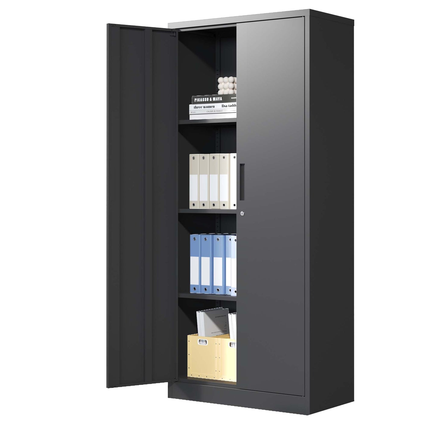 71 H Metal Garage Storage Cabinet, Black Tool Steel Locking Cabinet