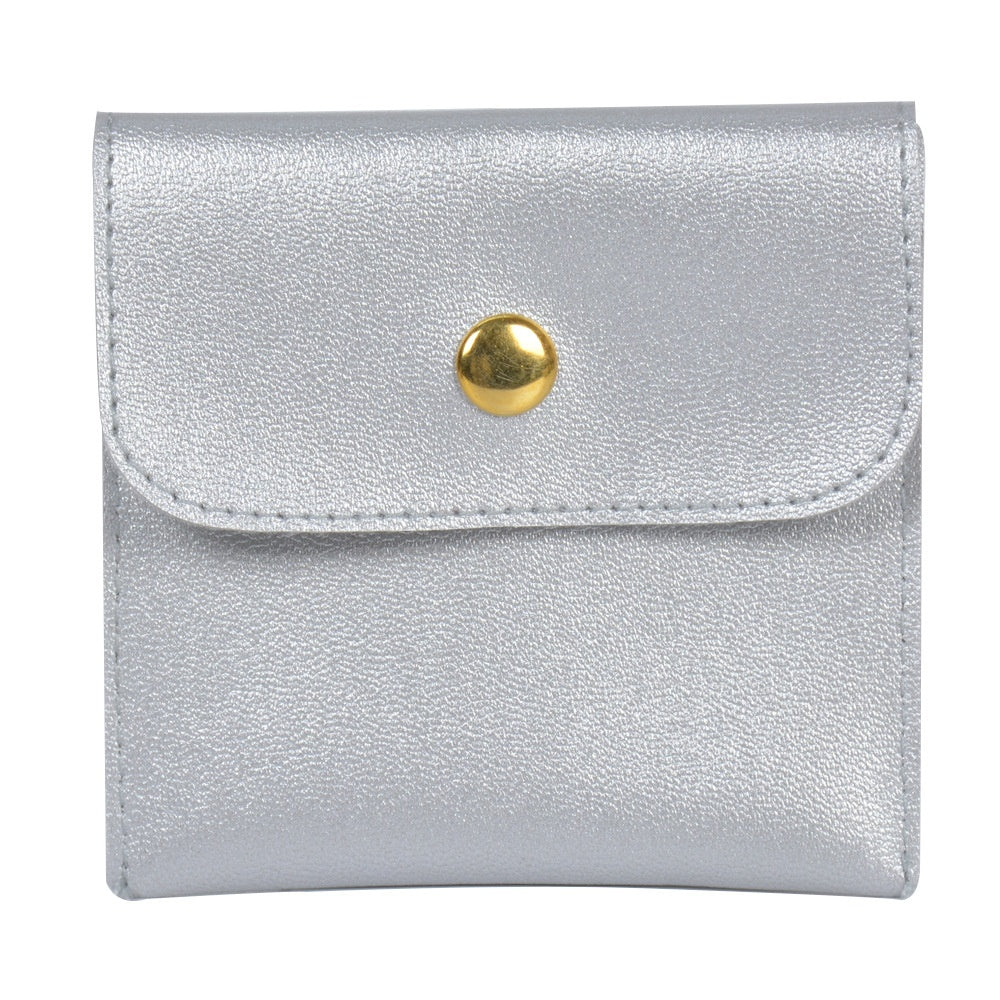 Leather Jewelry Storage Bag Flip Button Case for Accessories
