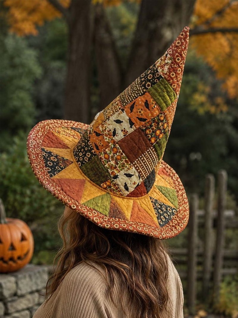 Embroidered Witch Hat 3D Digital Print Decoration