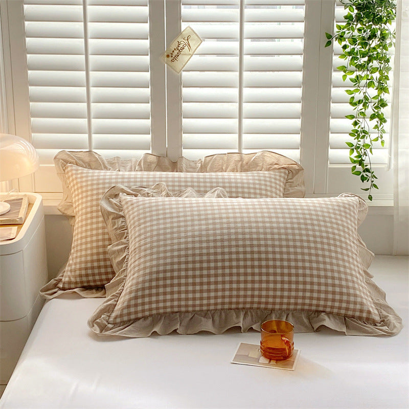 Washed Cotton Lace Pillowcase - Elegant Bedding Cover for Home Decor