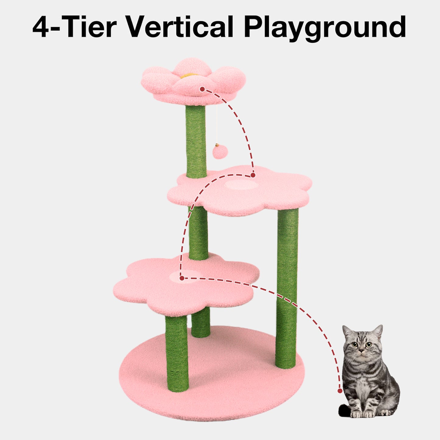 Pink Multi-Level Cat Tree with Removable Cozy Perch & Scratching Posts - Climbing & Resting Furniture for Cats and Kittens