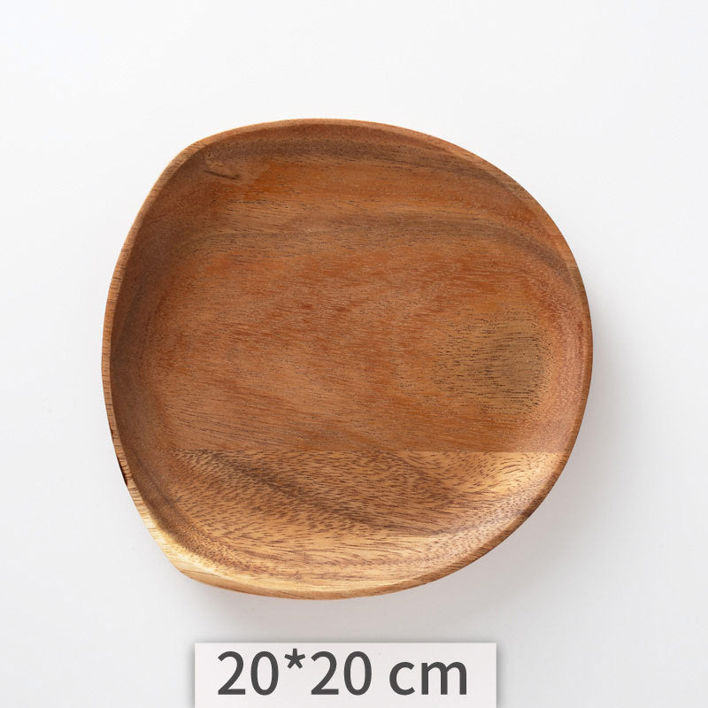 Wooden Irregular Serving Tray Set - Acacia Kitchen Dinner Plates for Home & Hotel