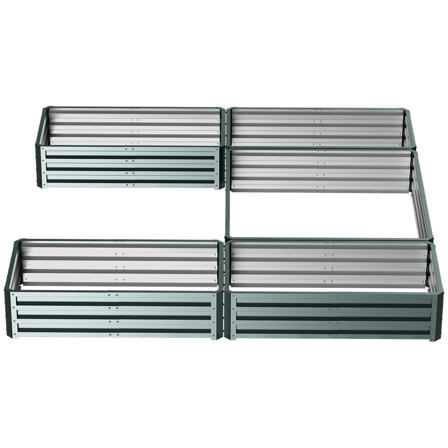 Large Steel Raised Garden Bed Set of 5 Outdoor Planters 8x8ft Green