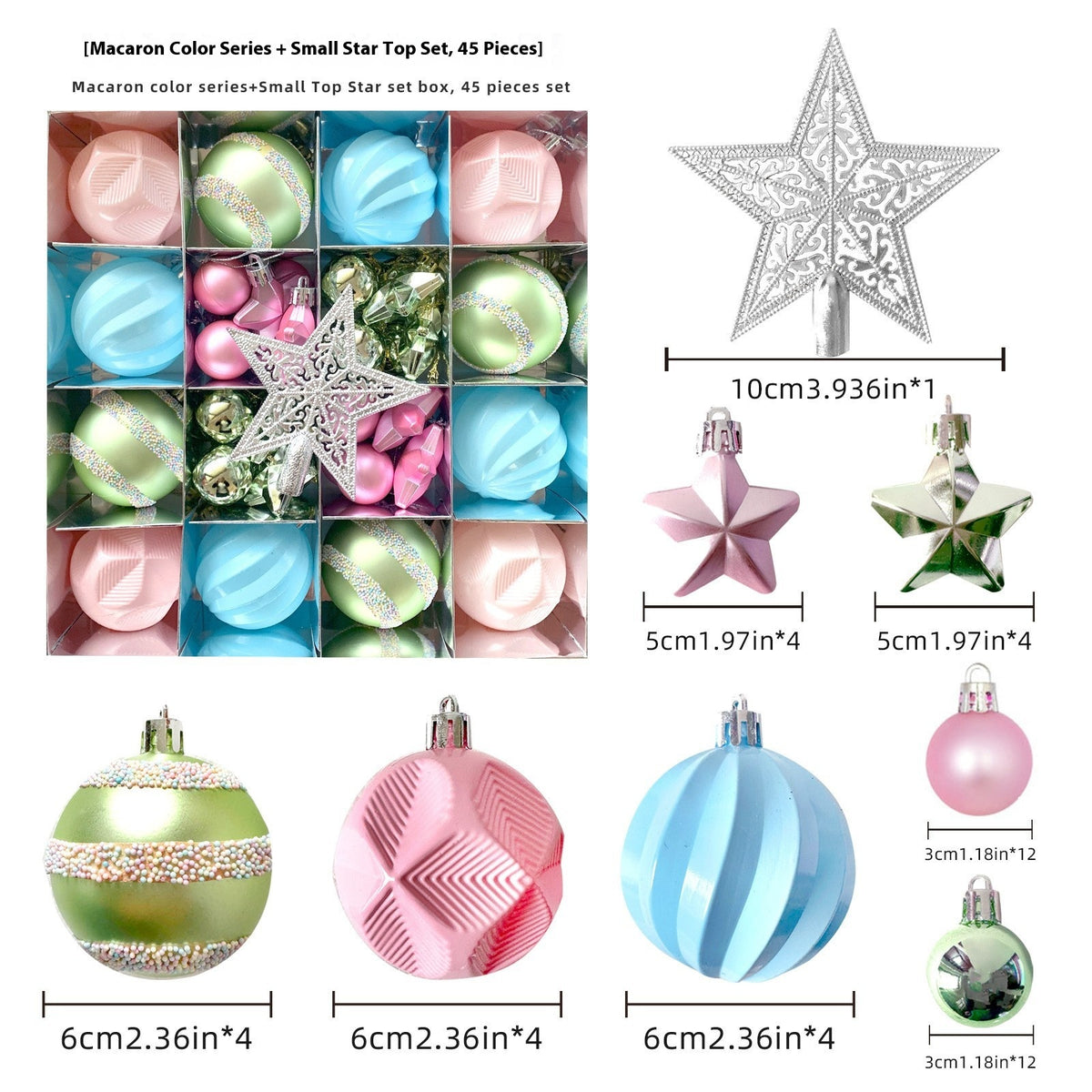 Christmas Candy Tree Decorations Set - Plastic Macaron Pendant Balls, Multiple Sizes & Variants