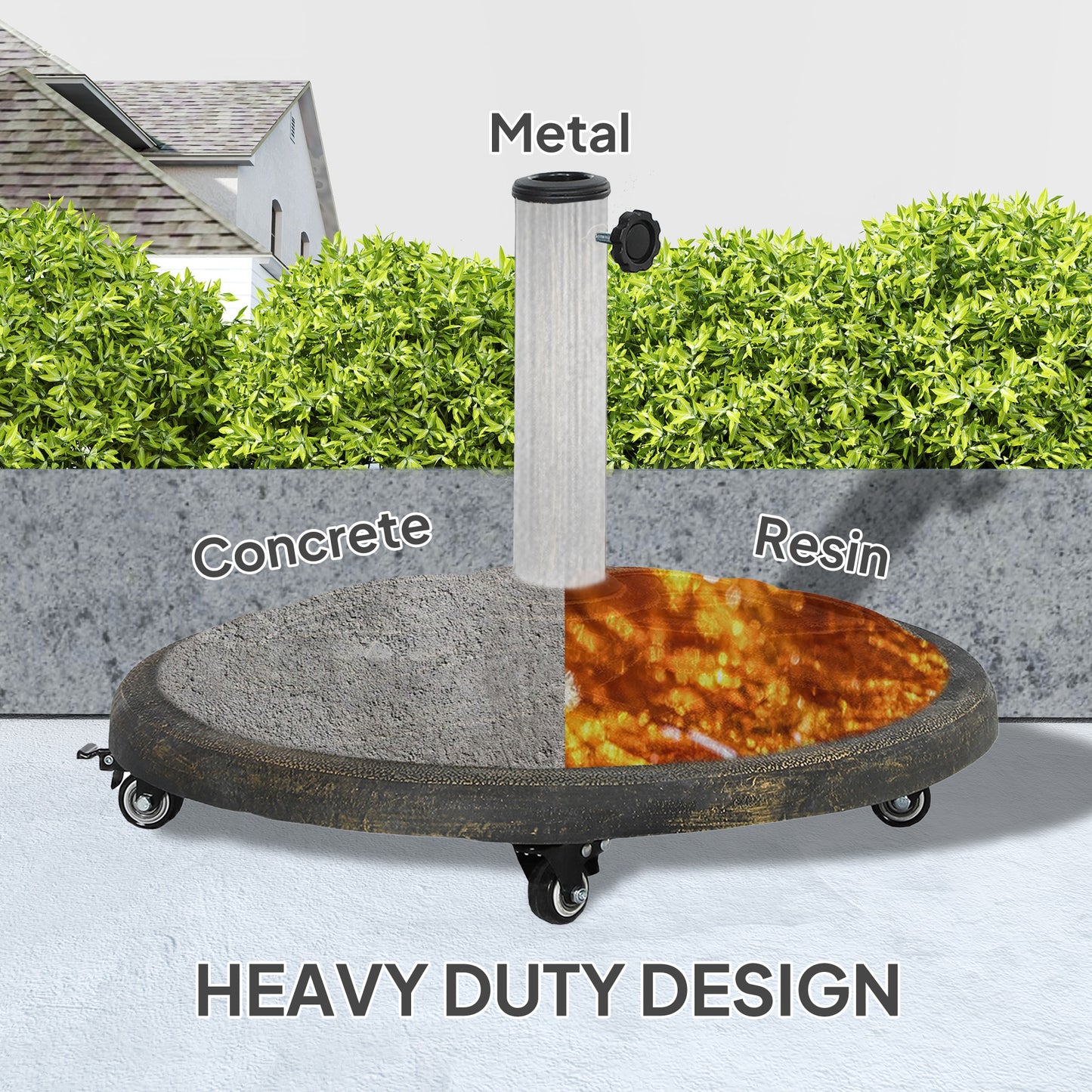 Heavy Duty Patio Umbrella Base with Wheels - Bronze