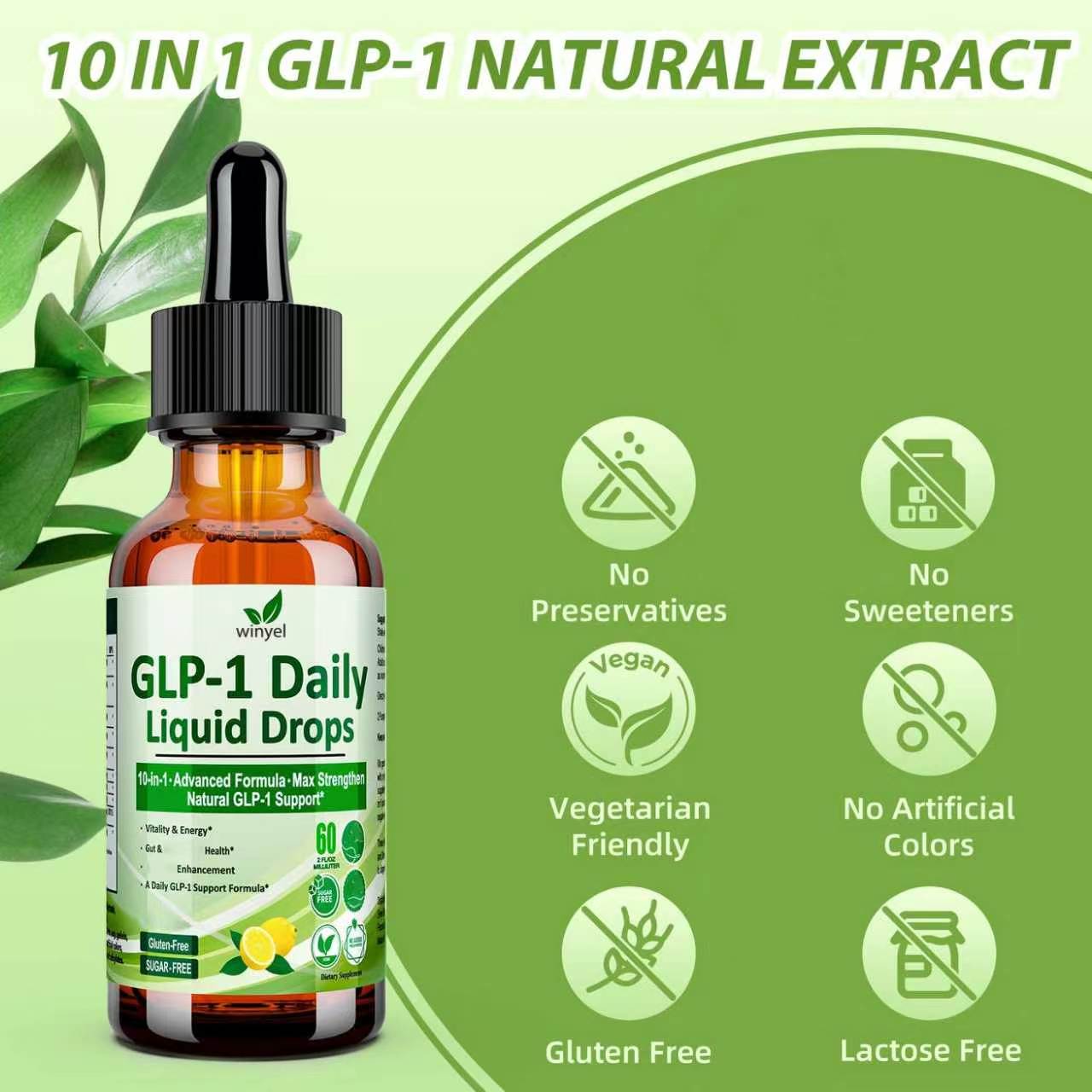 10-in-1 GLP-1 Support Liquid Drops with Berberine, Ceylon Cinnamon & Green Tea