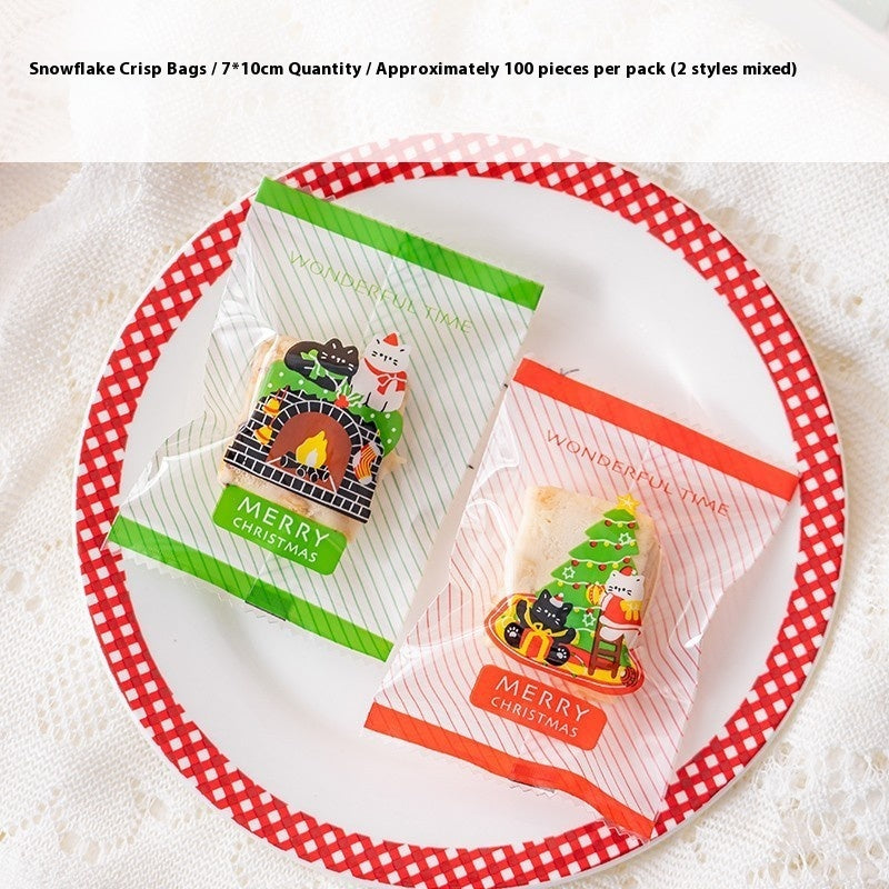 Christmas Pastry Packaging Box Set with Bear & Snowflake Ties - Holiday Cookie Gift Box