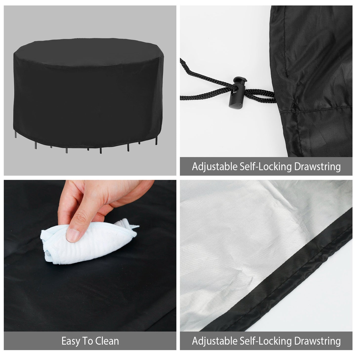 Waterproof Round Furniture Cover for Small Patio Table and Chairs - 4 or 6 Seat Options