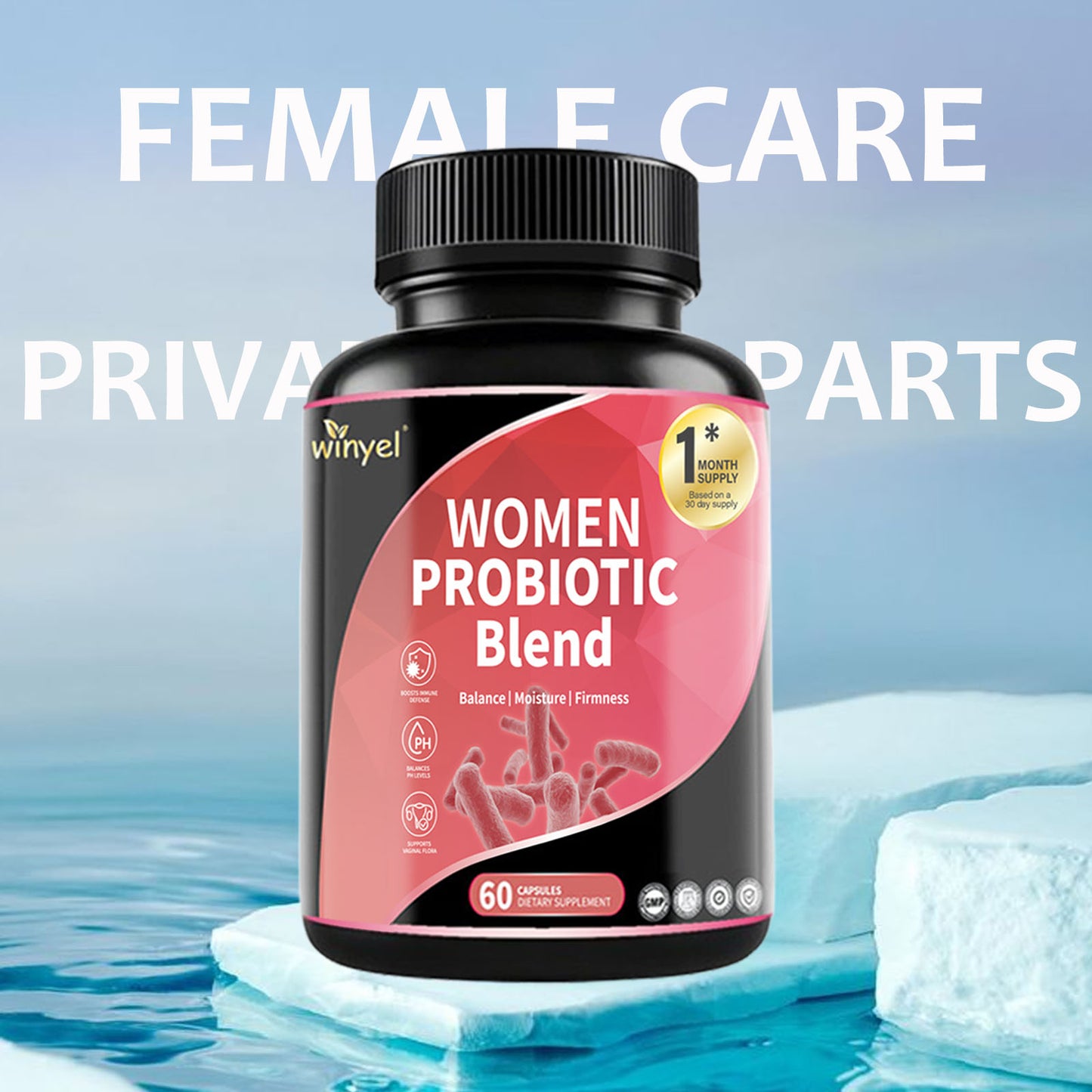 Women's Probiotic Supplement with Prebiotics for PH Balance - 60 Count