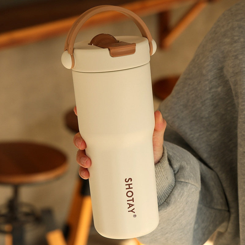 Insulated Stainless Steel Water Cup with Straw for Office & Home - 680mL