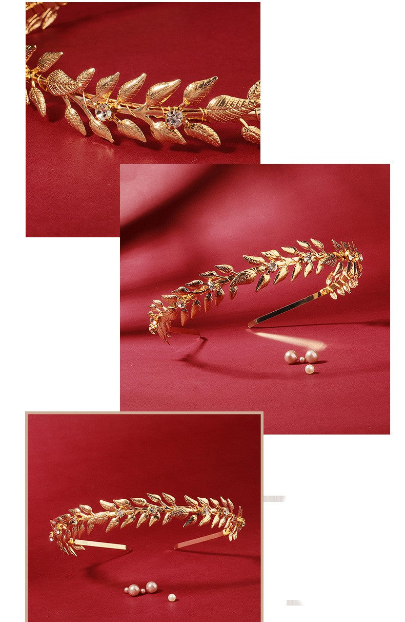 Gold Rhinestone Leaf Headband
