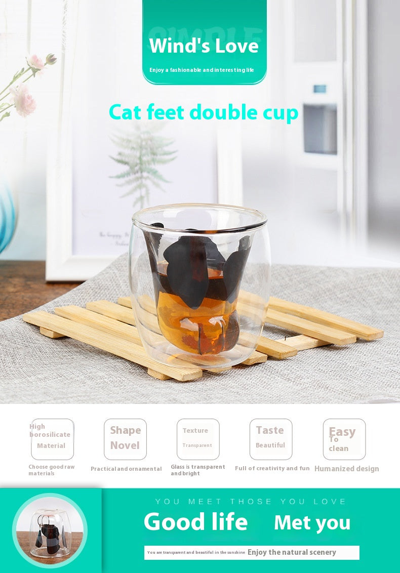 350ml Double Layer Heat-Resistant Borosilicate Glass Cup - Cartoon Style
