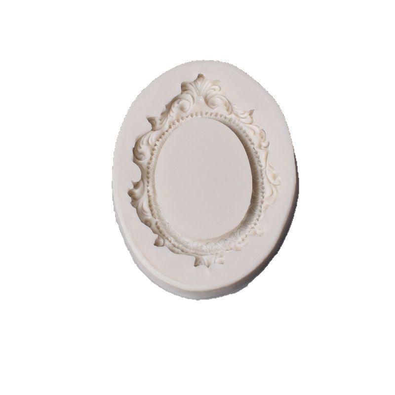 European-Style Carved Photo Frame Mold Large Oval Silicone Frame
