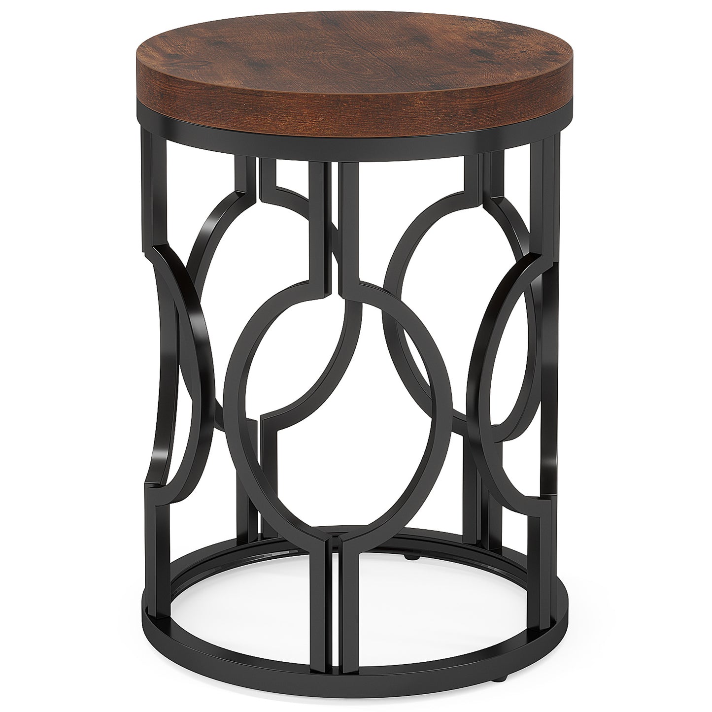 Industrial Metal Openwork Side Table - Modern Minimalist Home Decor 45x45x60cm Beige