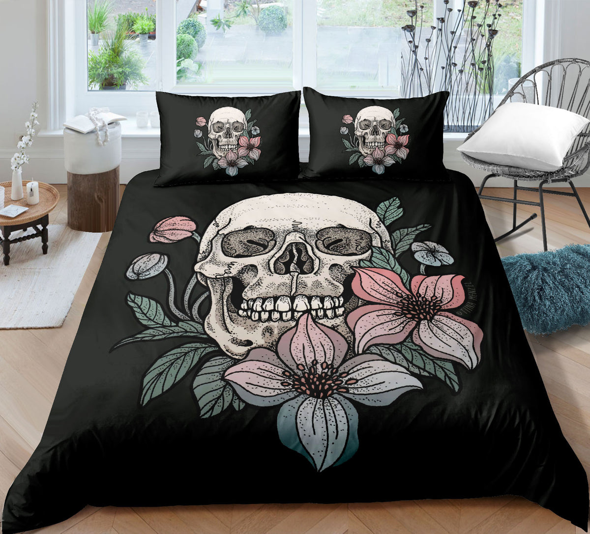 Skull 3D Digital Printing Bedding Set - Bed Sheet Quilt Cover & Pillowcases