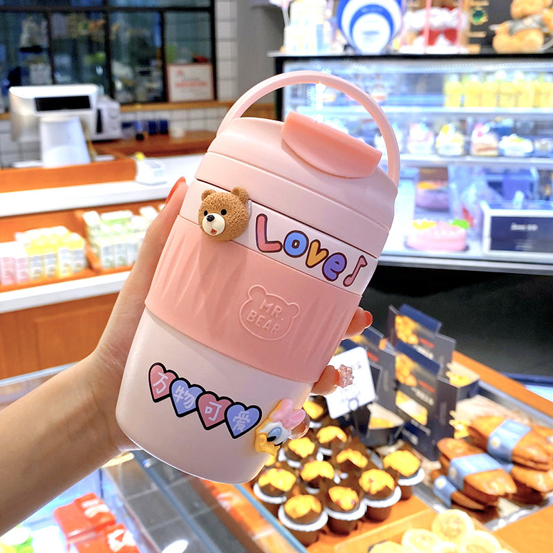 High-Value Stainless Steel Vacuum Flask with Straw - 370ml Portable Insulated Bottle