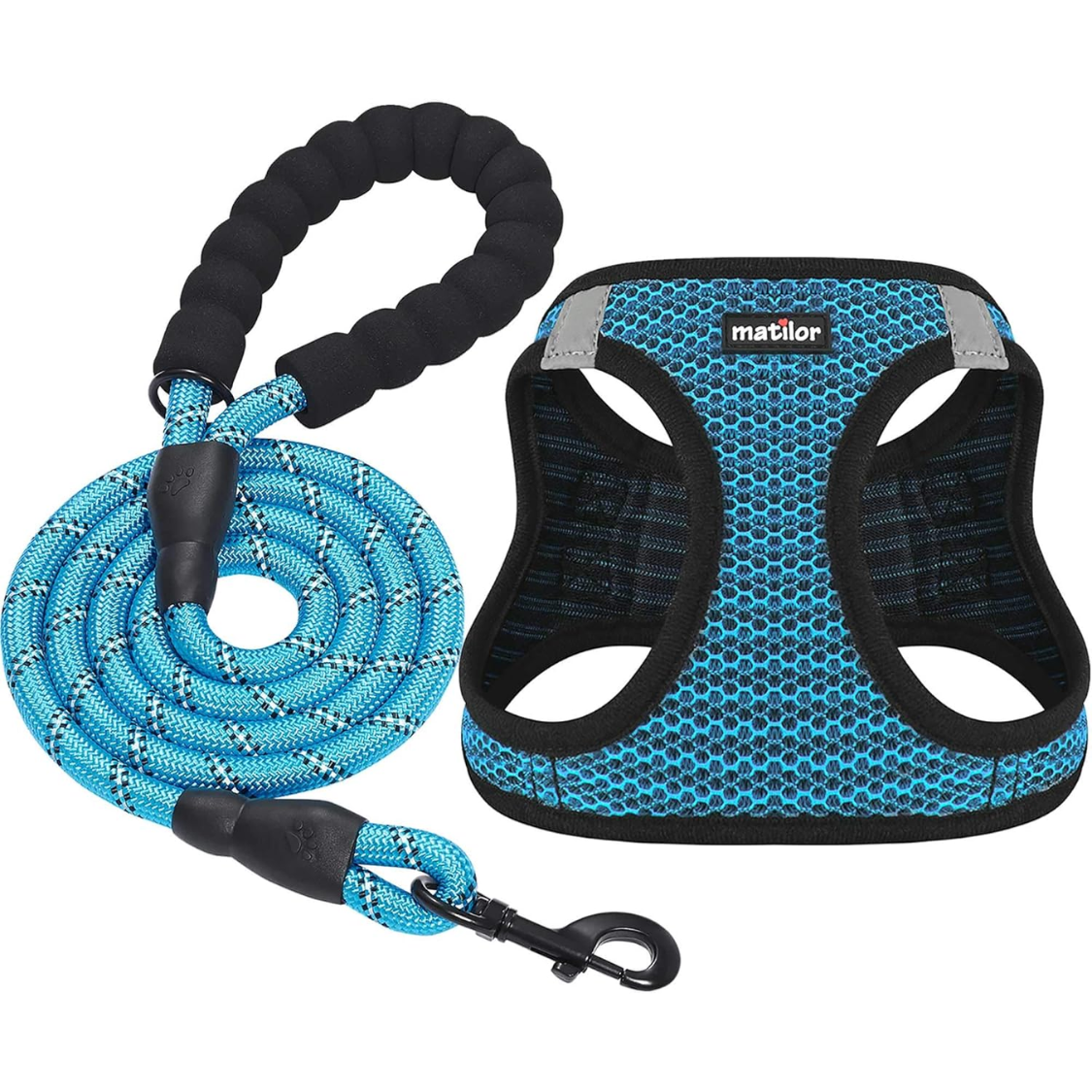 Breathable Dog & Cat Vest Harness with Leash - Small Medium Pets, Blue