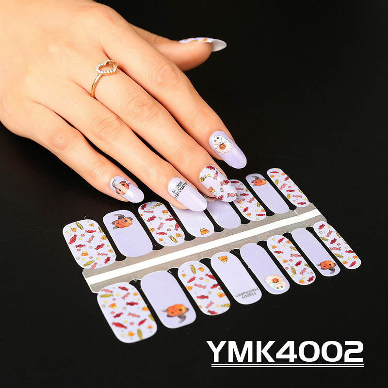 Halloween Skull & Autumn Leaf Nail Stickers - Adhesive Nail Art Decals