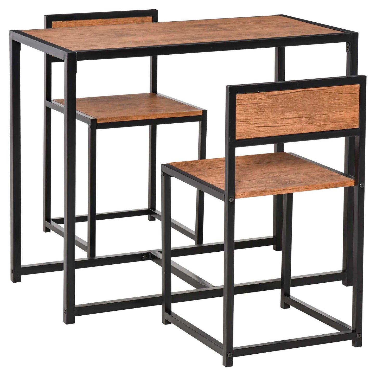 3-Piece Industrial Dining Set for 2 - Rustic Brown