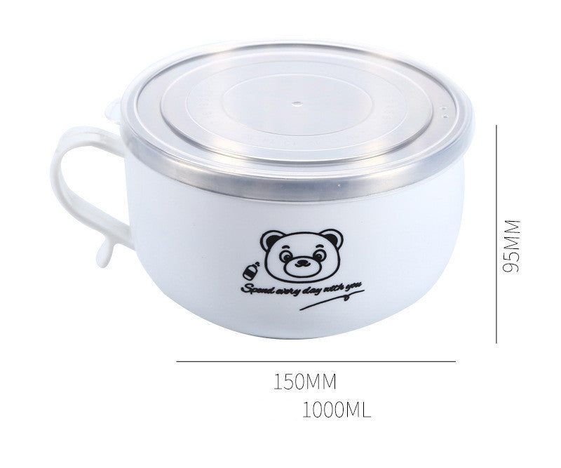 Stainless Steel Instant Noodle Bowl with Lid - Large Capacity, Portable Lunch Box for Adults