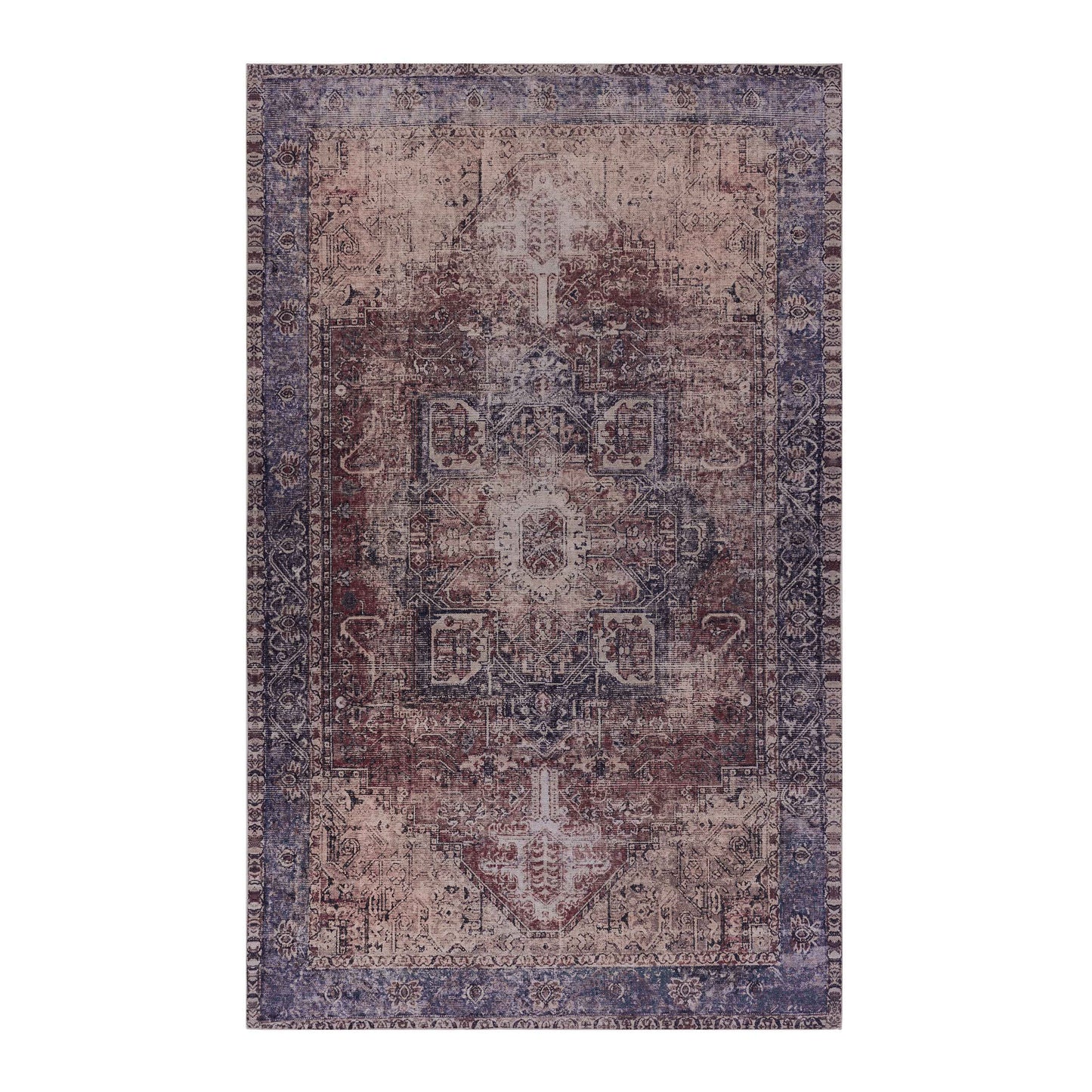 MAVAL Burgundy Washable Rug 4x6 Area Burgundy, 4' X 6'