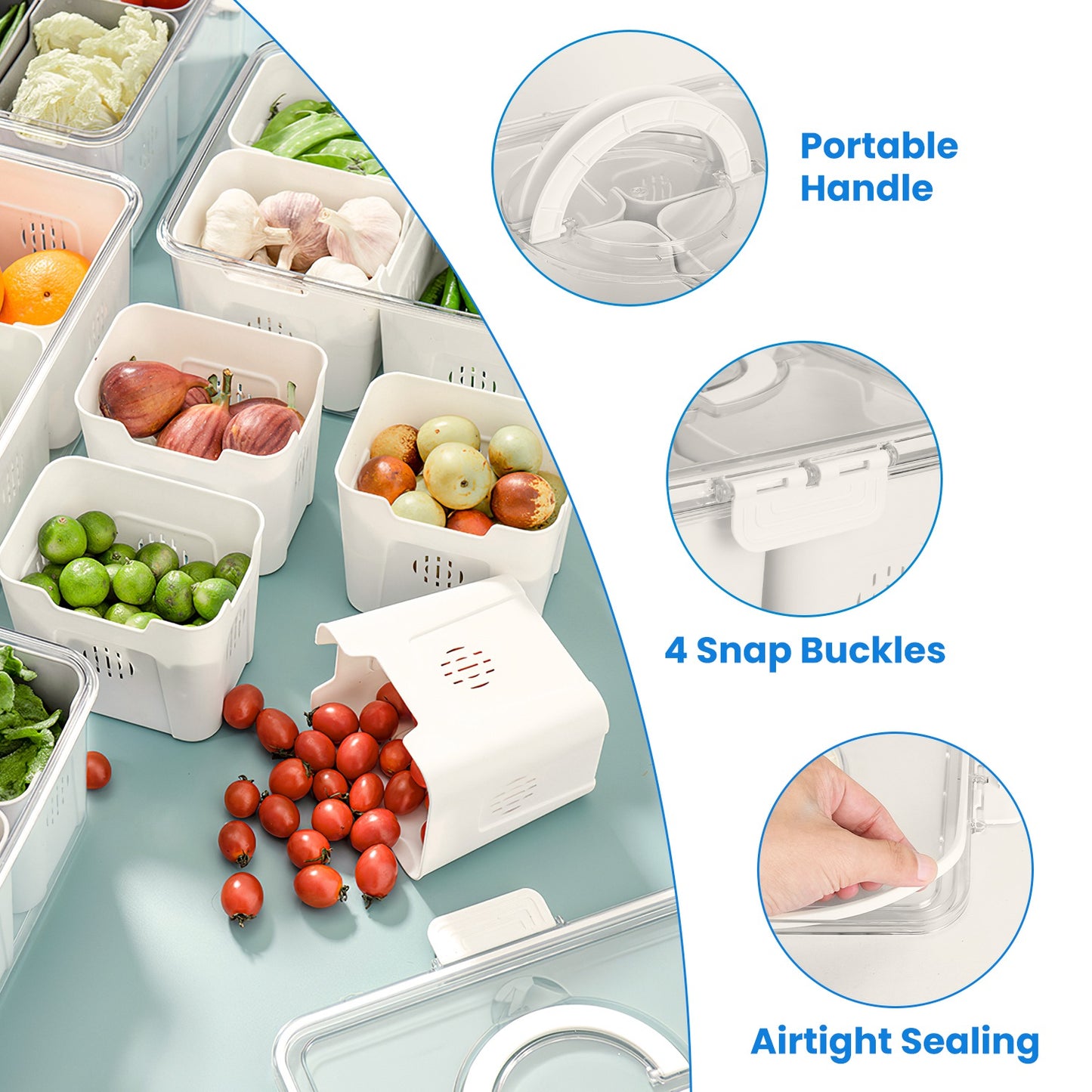 2-Pack Airtight Fruit Storage Containers with Colanders