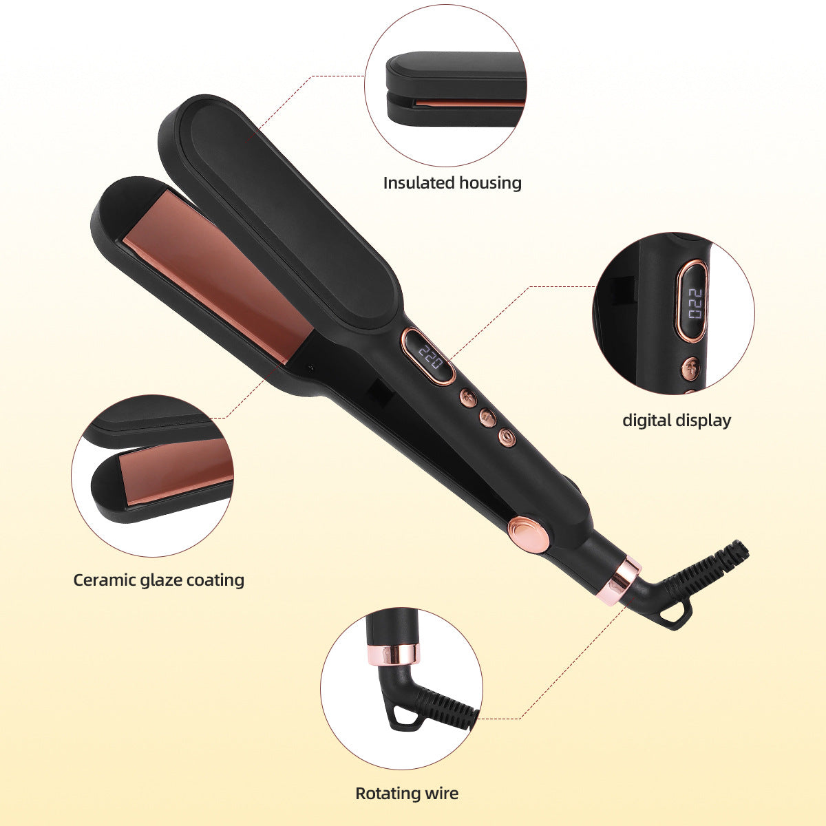 Multi-Setting Ceramic Hair Straightener with Temperature Control
