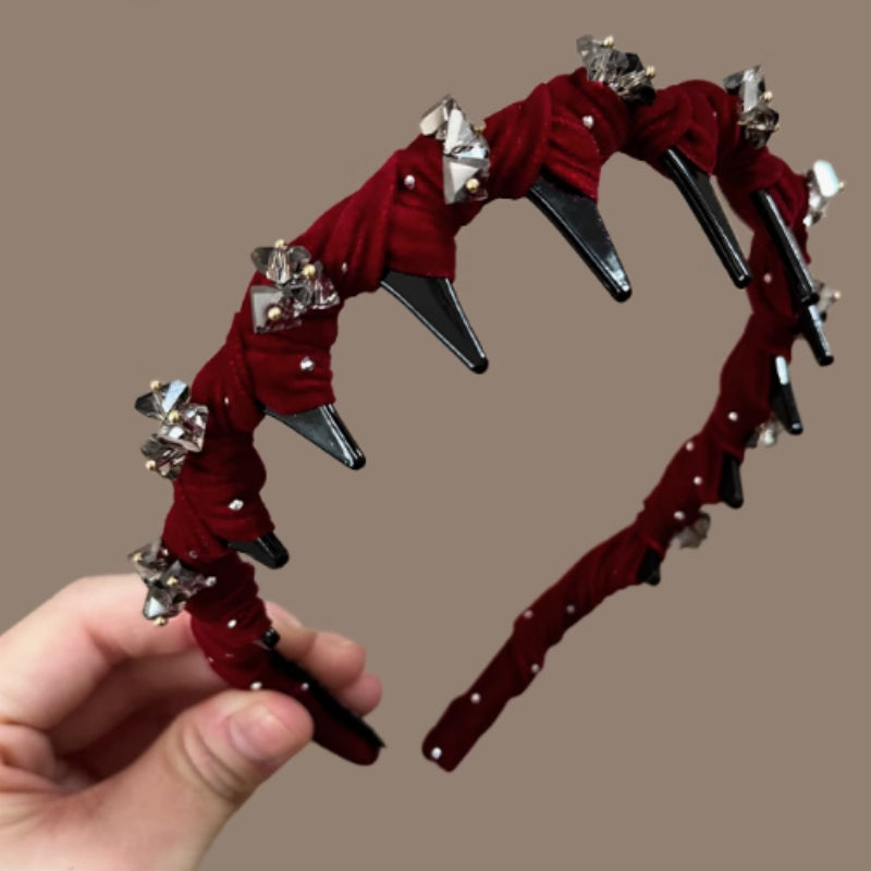 Velvet Crystal Wave Hairband with Non-Slip Design