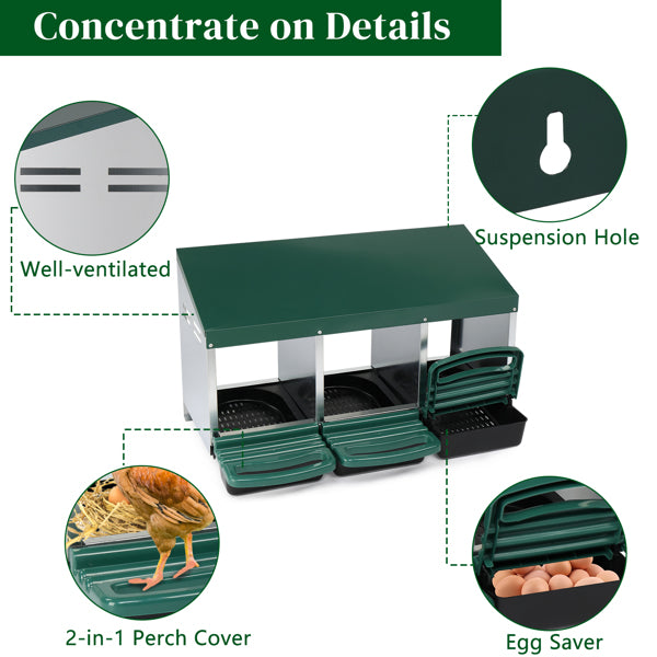 3-Compartment Chicken Feeding Trough - Poultry Water & Feed Dispenser