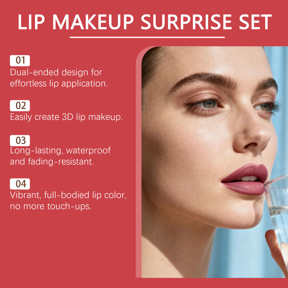 Lip Makeup Set with Lip Liner and Lipstick - Assorted Colors