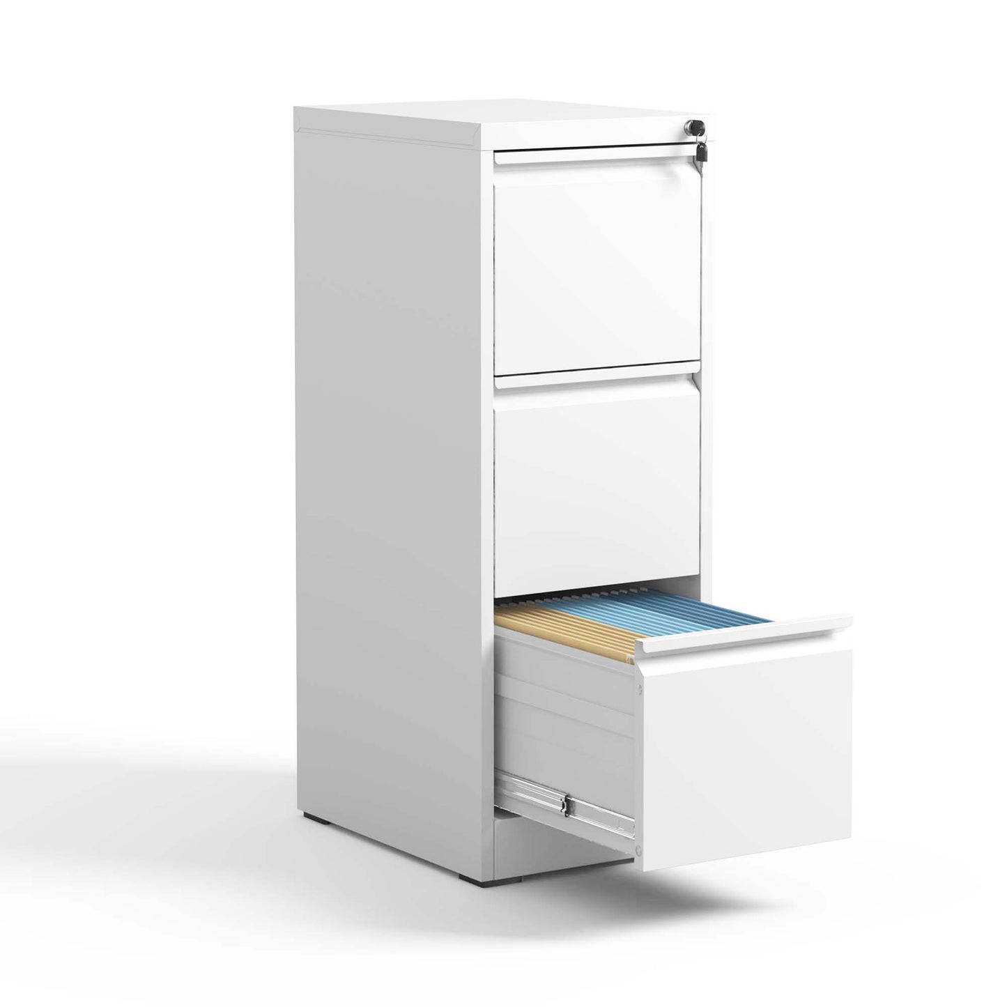 3 Drawer Metal Vertical File Cabinet With Lock Office Home Steel For