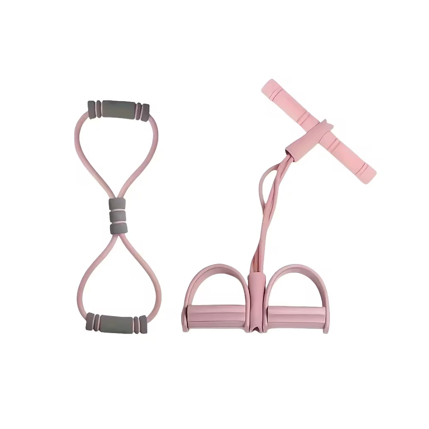 Multifunction Resistance Band - 4-Tube Elastic Pull Rope for Yoga & Strength Training - Pink